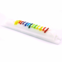 Abstract Rainbow and Silver Stripes Mezuzah