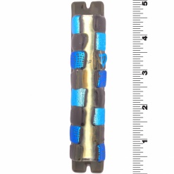 Glass Squares Mezuzah in Blue and Amber