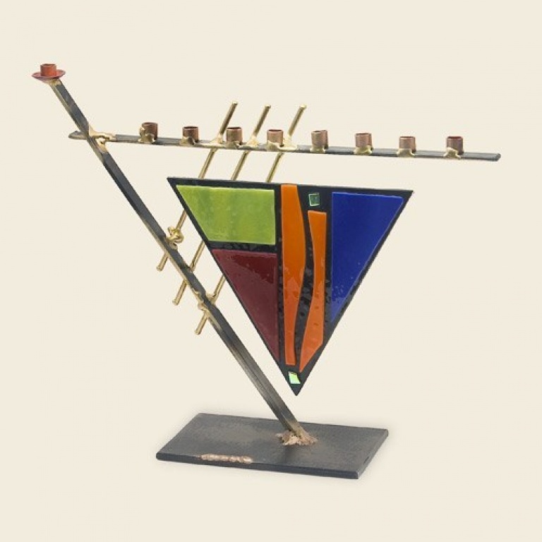 Triangular Art-Deco Menorah