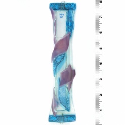 Abstract Shapes Glass Mezuzah in Purple and Blue