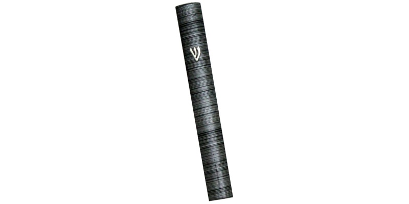 Aluminum Mezuzah 3D Metal Painted - Grey Stripes - Medium