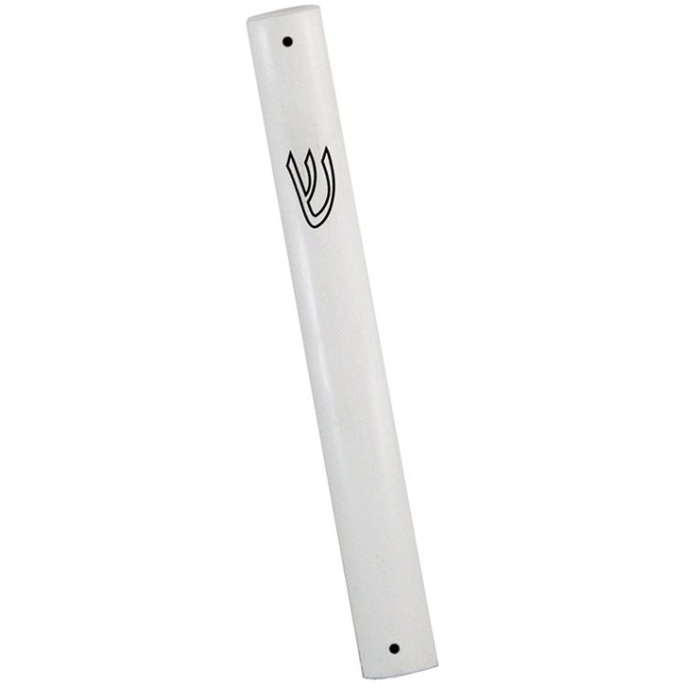 Aluminum White Mezuzah  - Medium