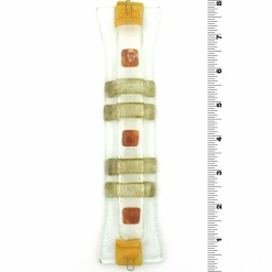 Amber and Gold Stripes and Squares Glass Mezuzah