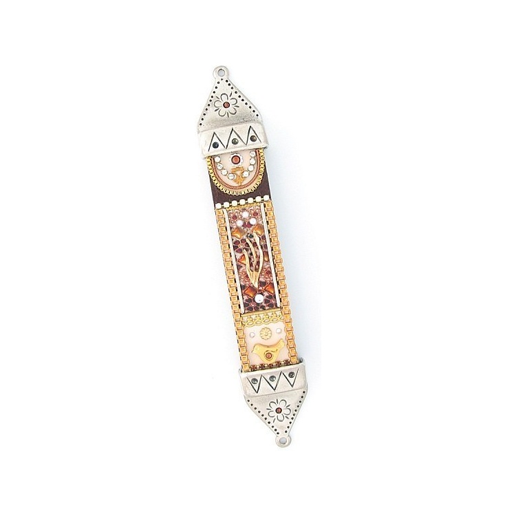 Bead Garden Mezuzah in Brown - Large