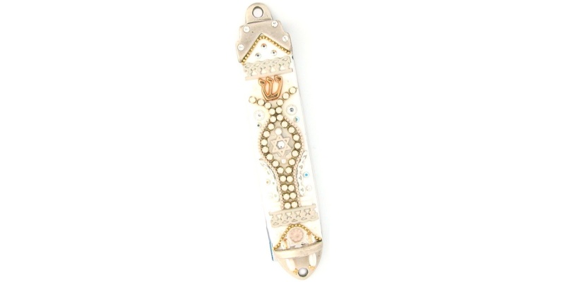 Bead Garden Mezuzah in White