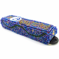 Beads Mezuzah in Blue
