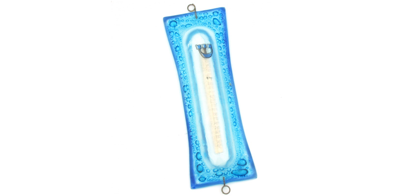 Blue Bubbles Glass Mezuzah