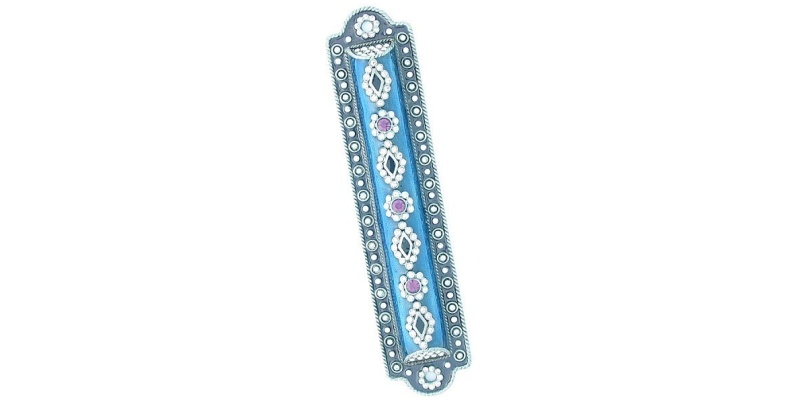 Blue Gemstone Mezuzah