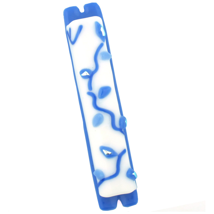 Blue Leaves Mezuzah