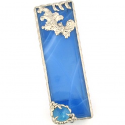 Blue Marbled Glass and Metal Embellished Mezuzah case