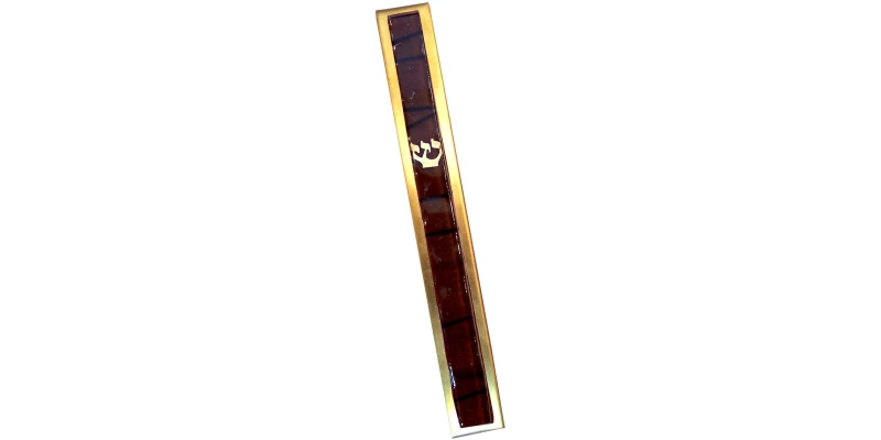 Brown Striped Kabbalah Mezuzah - Large