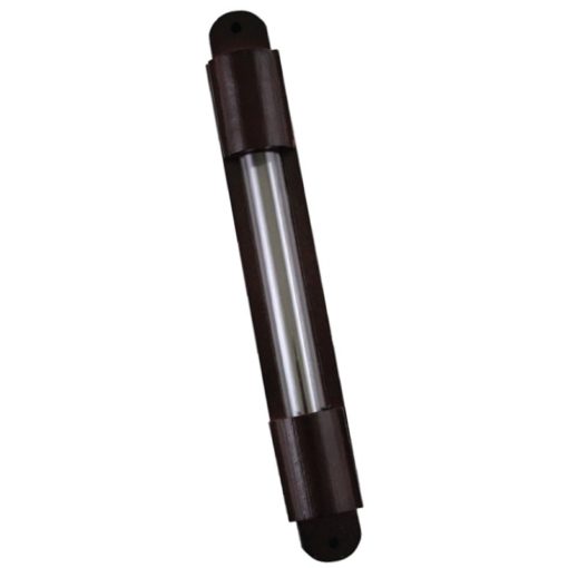 Brown Wooden Mezuzah With Glass Display - Extra Large