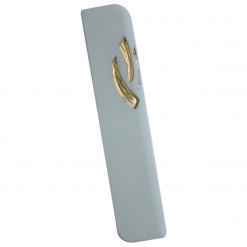 Ceramic Mezuzah in Light Turquoise with 24k Gold - Small