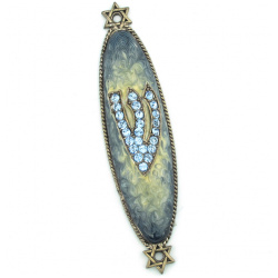 Crystal Shin Mezuzah in Blue