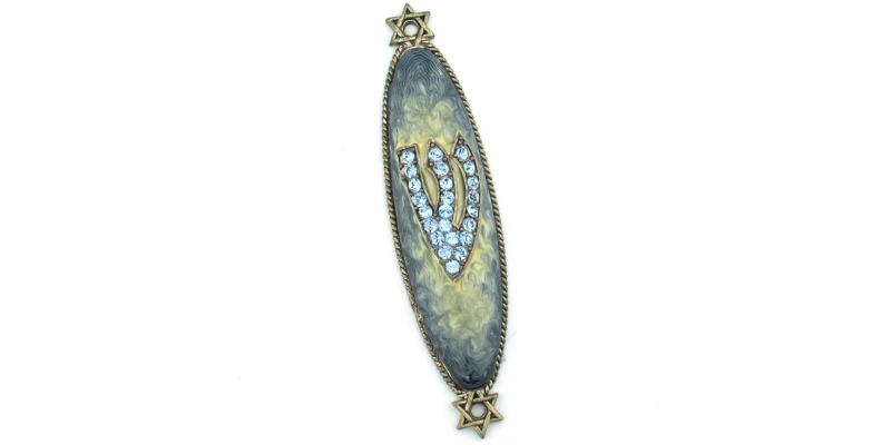 Crystal Shin Mezuzah in Blue