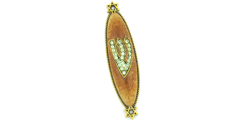 Crystal Shin Mezuzah in Orange
