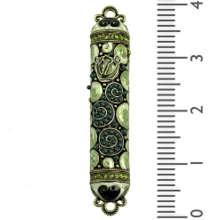 Crystal and Pearl Mezuzah in Green