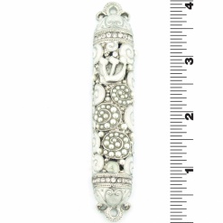 Crystal and Pearl Mezuzah in White