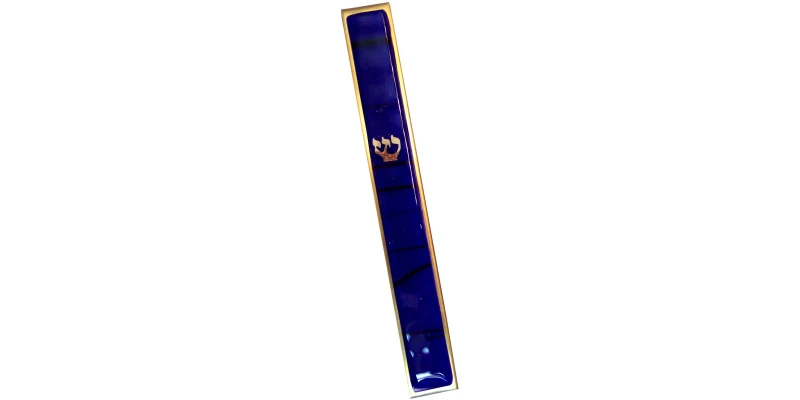 Dark Blue Kabbalah Mezuzah - Large