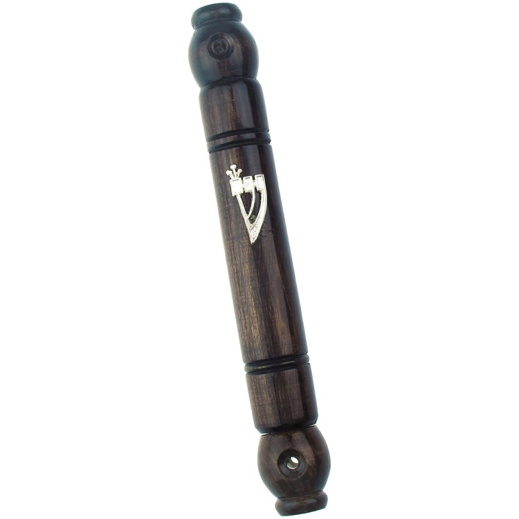 Dark Polished Wood Mezuzah - Medium Made in Israel