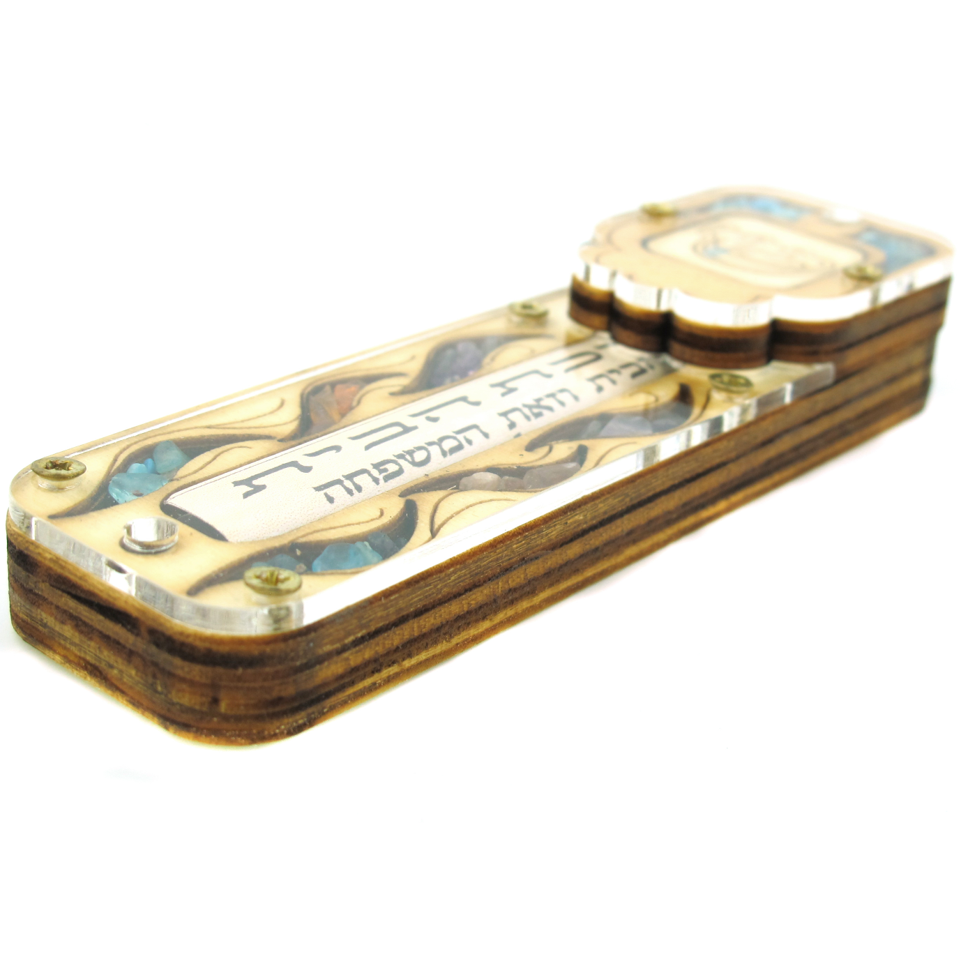 Embedded Stones Shin Mezuzah Mezuzah Master