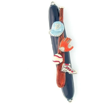 Enameled Baseball Mezuzah