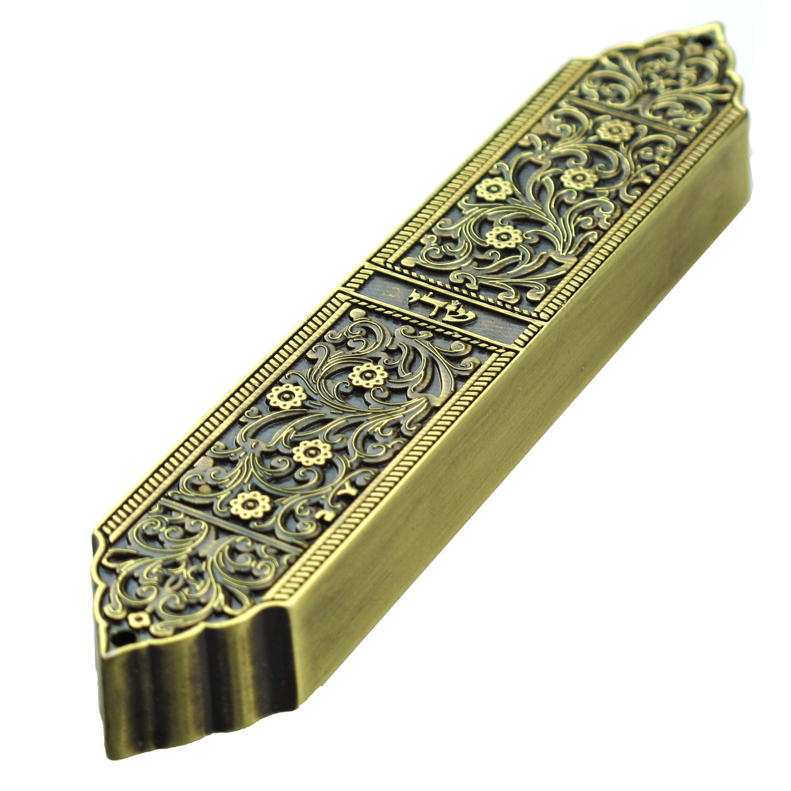 Floral Vine Mezuzah Case in Bronze Mezuzah Master