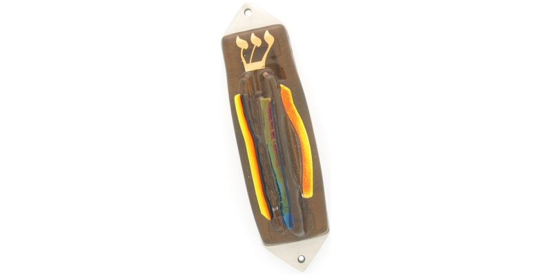Fused Glass Bronze Streamer Mezuzah