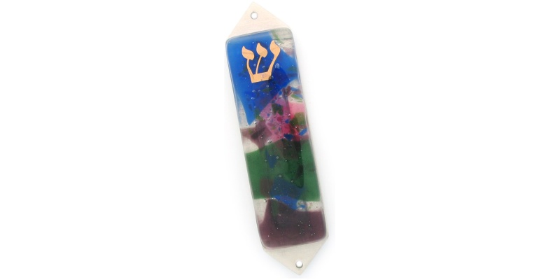 Fused Glass Floral Mezuzah