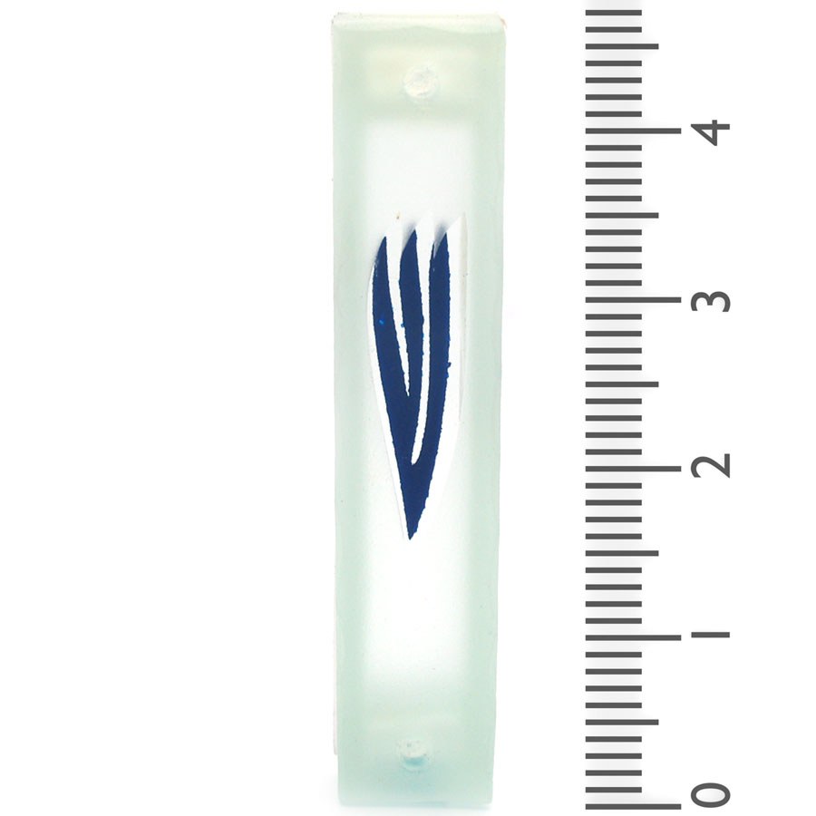 Glass Mezuzah with Blue Shin Mezuzah Master