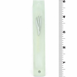 Glass Mezuzah with Silver Shin Large