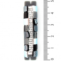 Glass Squares Mezuzah in Shades of Grey