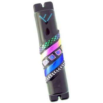 Glistening Stripes on Black Glass Mezuzah - Medium