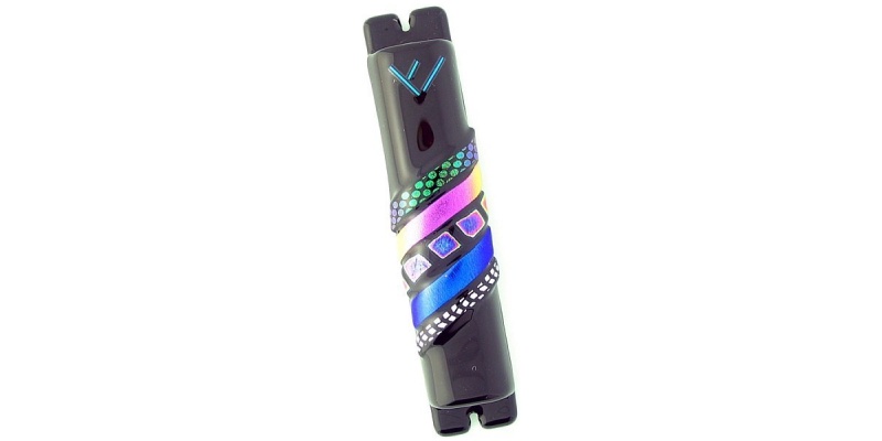 Glistening Stripes on Black Glass Mezuzah - Medium