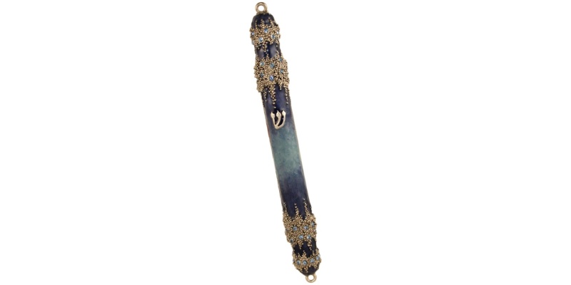 Granular Crystal  Mezuzah in Blue - Large