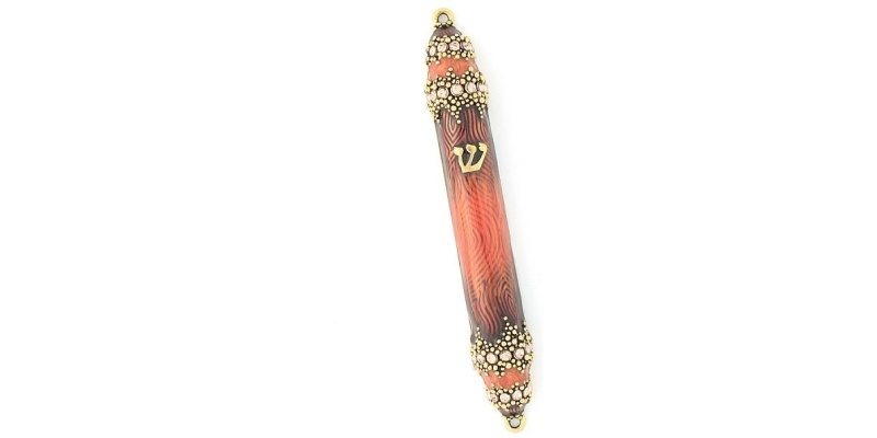 Granular Crystal Mezuzah  in Rust Orange - Small