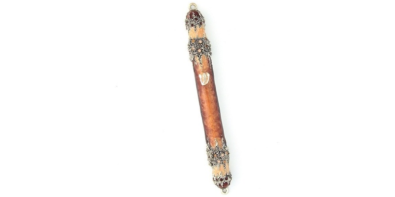 Granular Crystal  Mezuzah in Rust/Beige - Large