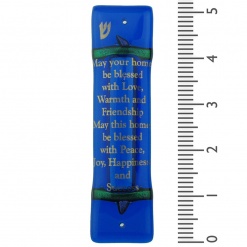 Home Blessing Fused Glass Mezuzah in Blue
