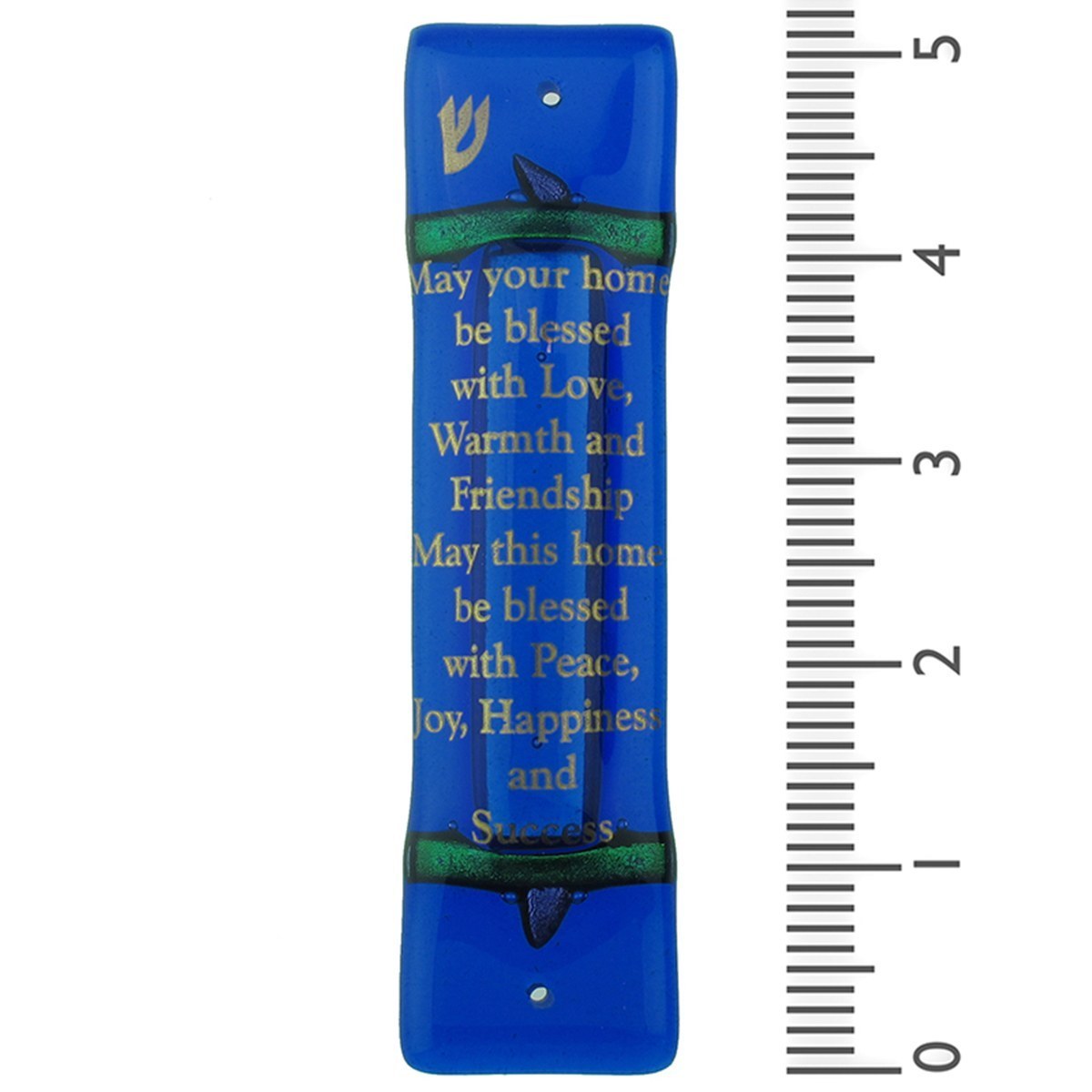 Home Blessing Fused Glass Mezuzah in Blue Mezuzah Master