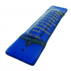 Home Blessing Fused Glass Mezuzah in Blue