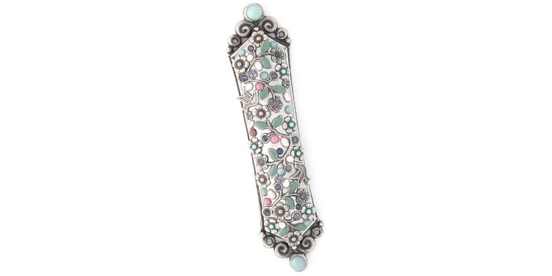 Intricate Dove Mezuzah in Pastels