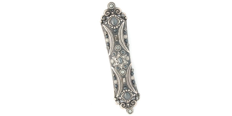Intricate Mezuzah in Charcoal Black