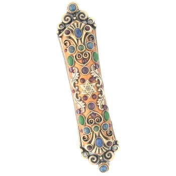 Intricate Mezuzah in Gold