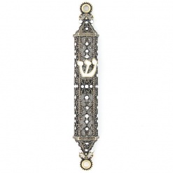 Lace Crystals Mezuzah in White