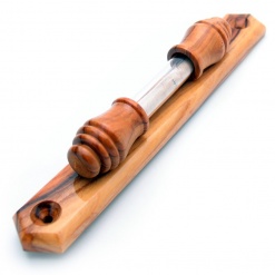 Olive Wood from Israel Mezuzah with Display - Large
