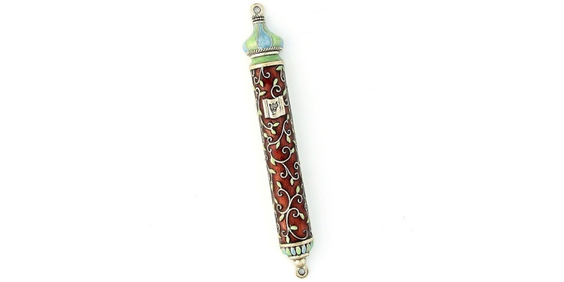 Leafy Vine Mezuzah in Green