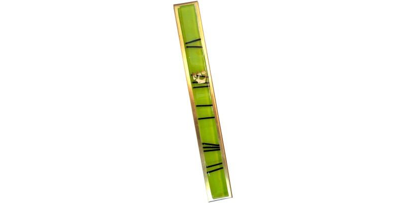 Light Green Striped Kabbalah Mezuzah - Large