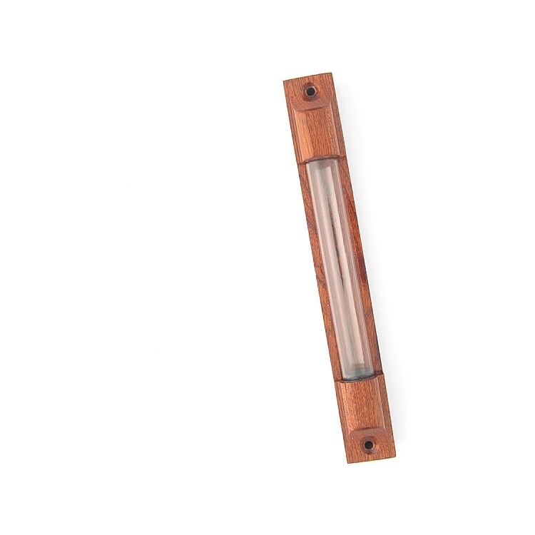 Mahogany and Glass Tube Mezuzah Case - Large