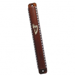 Mezuzah D. Brown Color - Semi Round With Back - Large