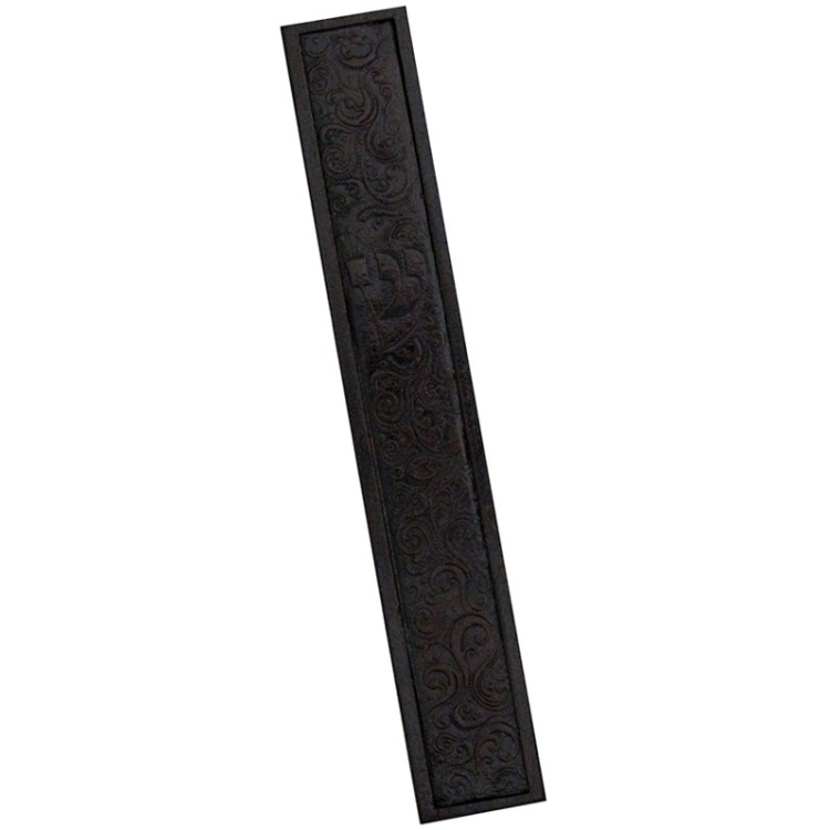 Mezuzah with Ornamented Patterned Leather - Extra Large